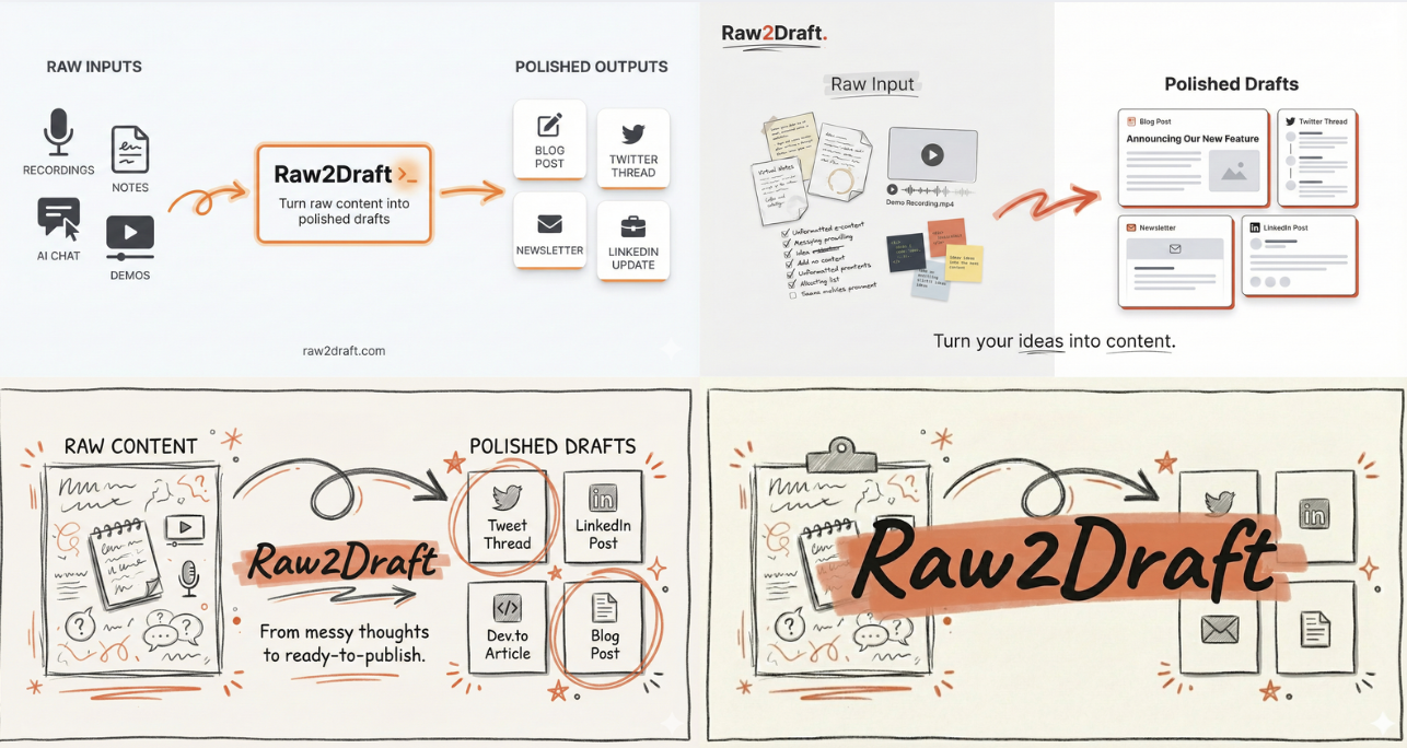 Iterations of the Raw2Draft product card
