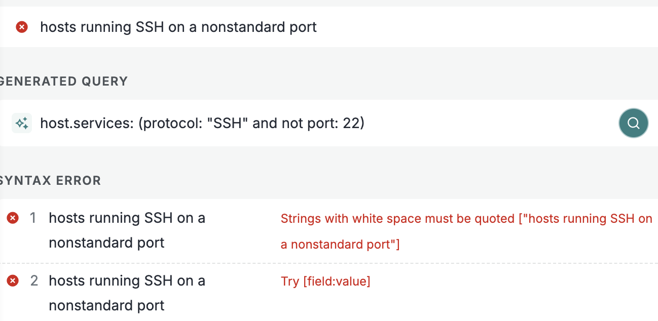 Censys converting a natural-language SSH request into a structured CenQL query